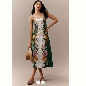 FARM Rio Sweet Bloom Dreamscape Linen Blend Midi Dress, NWT 🇧🇷